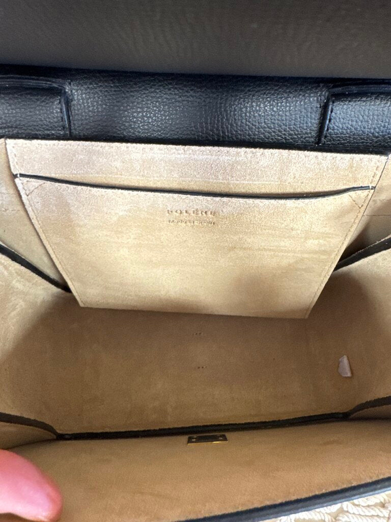 Polene Black Textured Flap Shoulder Bag w/Dustbag