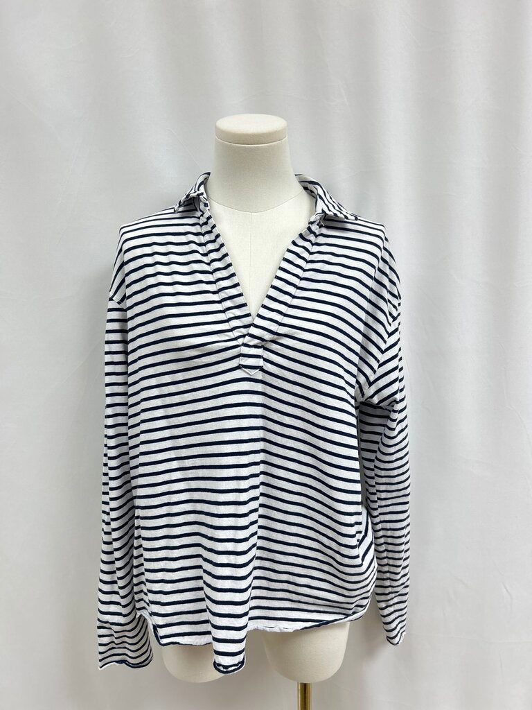 Frank & Eileen Blue and White Striped Polo