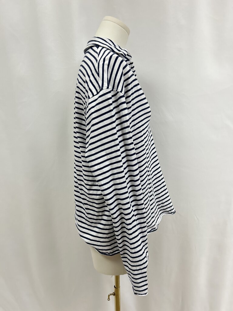 Frank & Eileen Blue and White Striped Polo