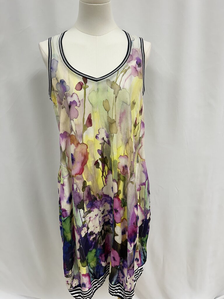 Beate Heyman Purple Watercolor Floral Linen Dress