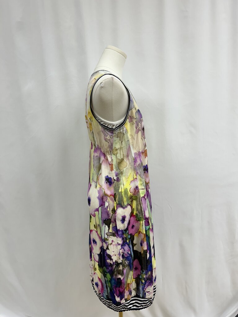 Beate Heyman Purple Watercolor Floral Linen Dress