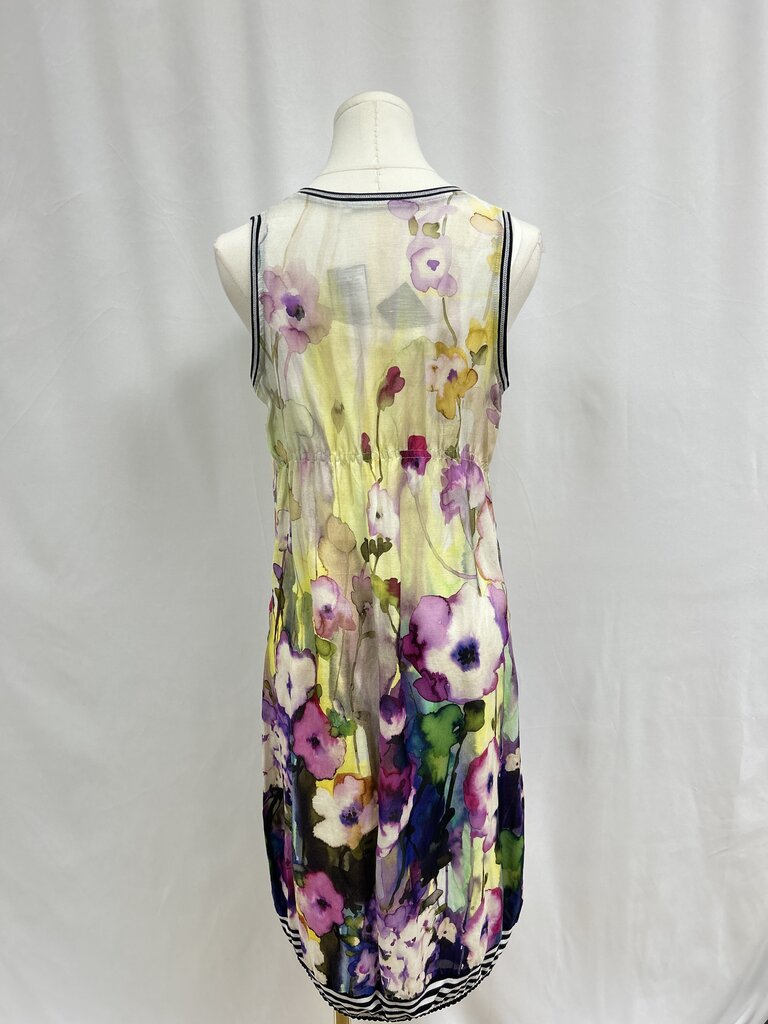 Beate Heyman Purple Watercolor Floral Linen Dress
