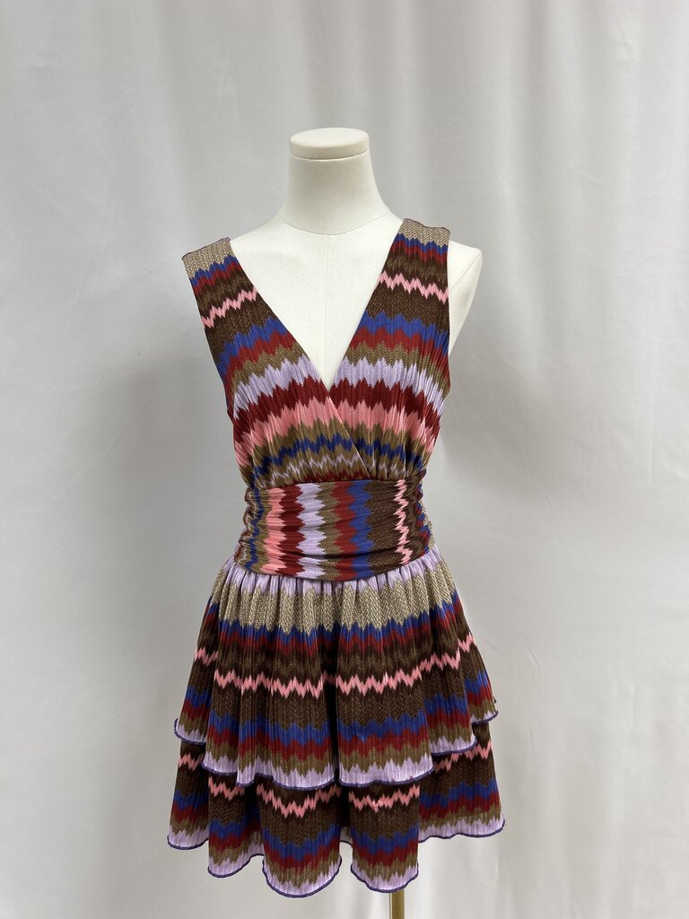 Ramy Brook Brown Multi Chevron Knit Mini Dress