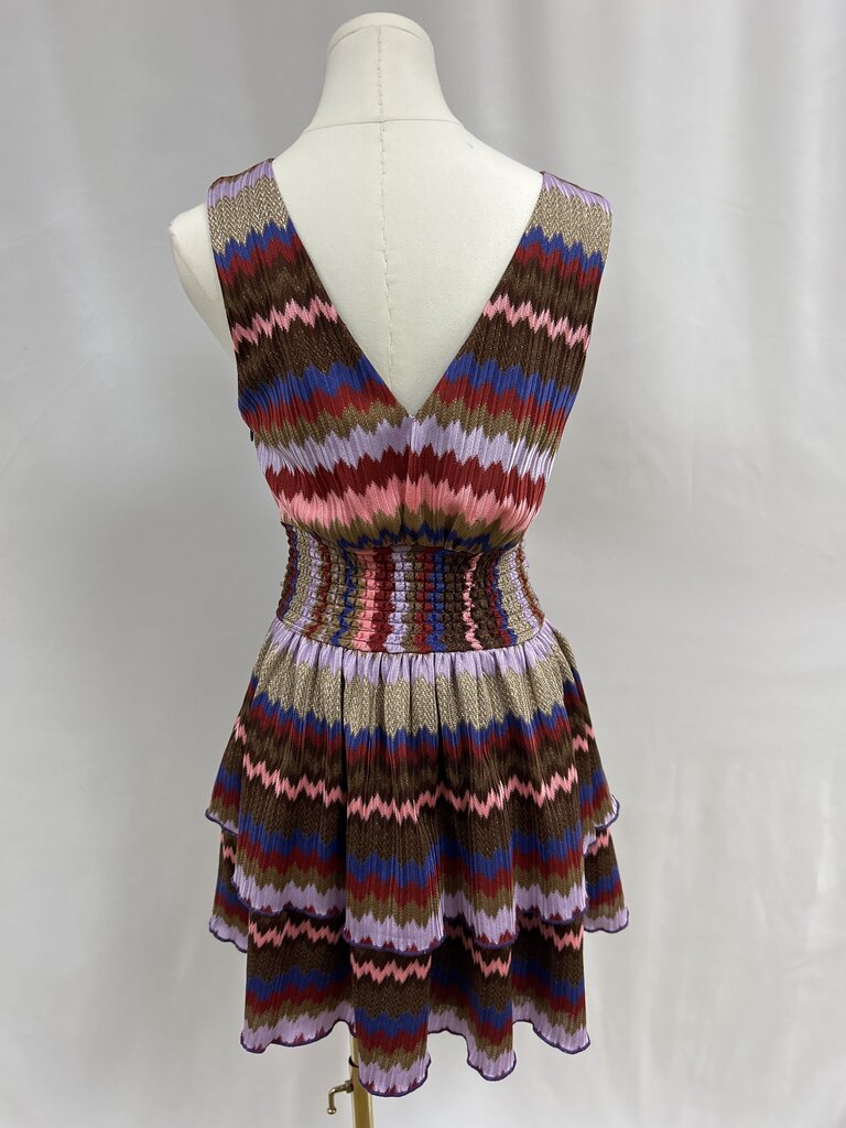 Ramy Brook Brown Multi Chevron Knit Mini Dress
