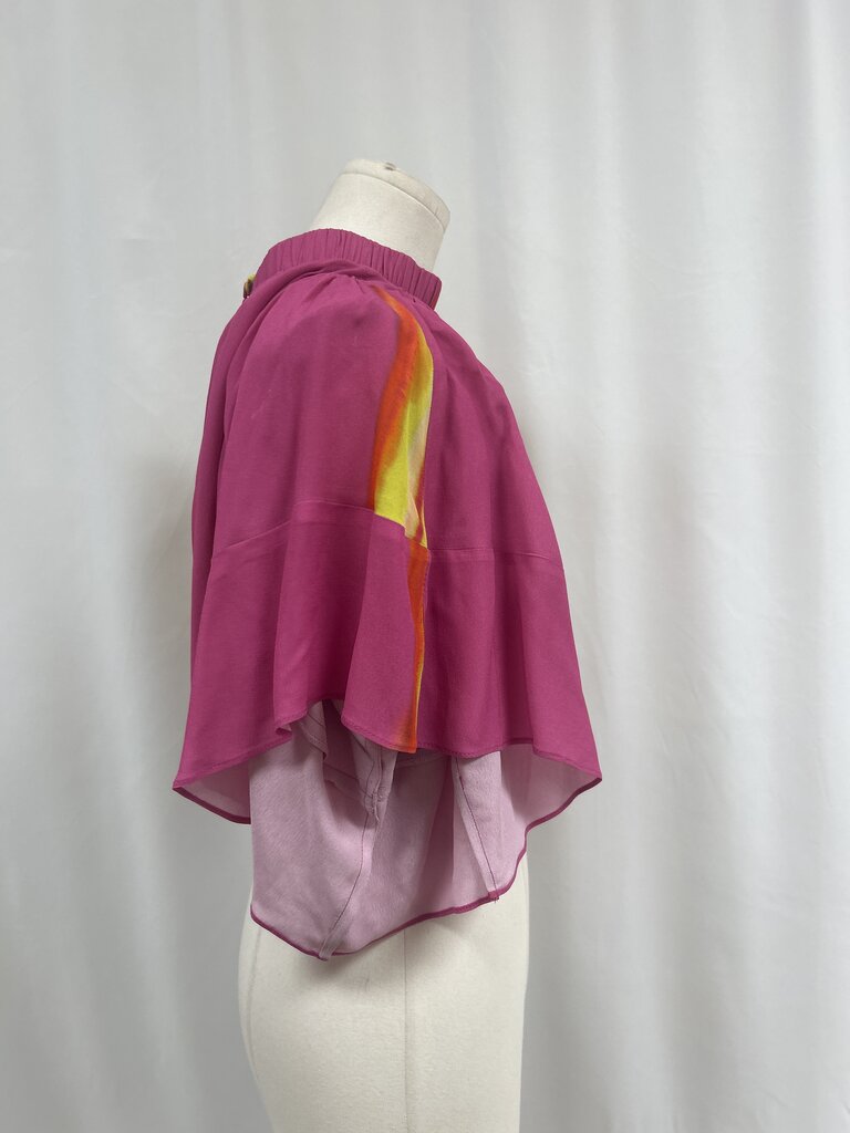 Silvia Tcherassi Pink Multi Cropped Flutter Sleeve Top