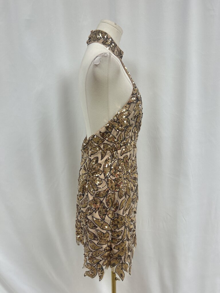 Milly Gold Sequin Halter Dress