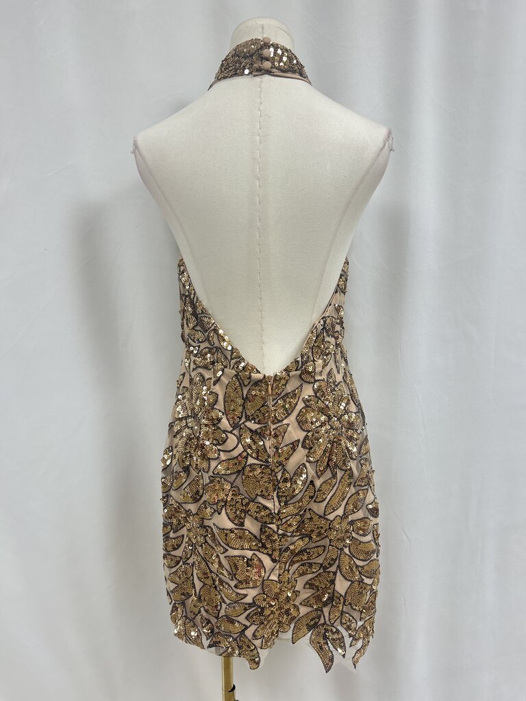 Milly Gold Sequin Halter Dress
