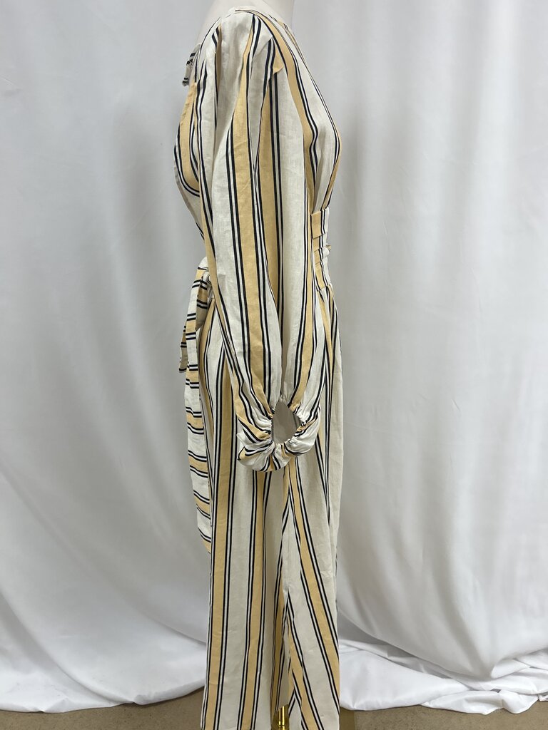 VRG GRL Ecru Striped Linen Maxi Dress
