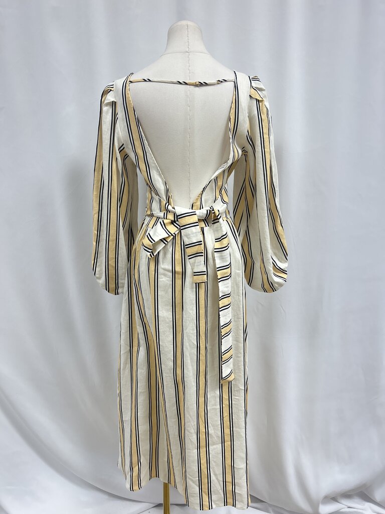 VRG GRL Ecru Striped Linen Maxi Dress