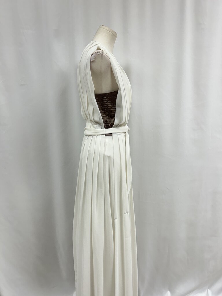 L'Agence White Pleated Grecian Maxi Dress NWT (As Is)