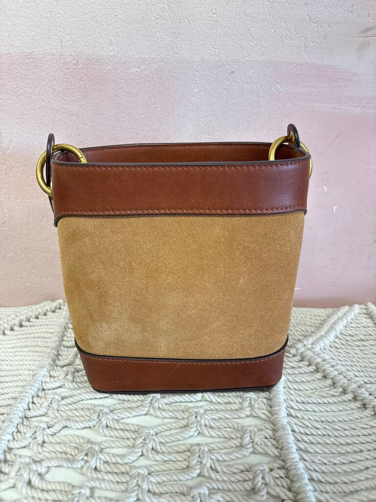 Sandro Tan Suede Mini Bucket Bag w/Dustbag