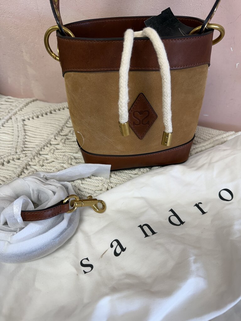 Sandro Tan Suede Mini Bucket Bag w/Dustbag