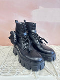 Prada Black Lug Sole Combat Boot w/Box