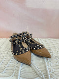 Valentino Brown Rockstud Flats w/Box