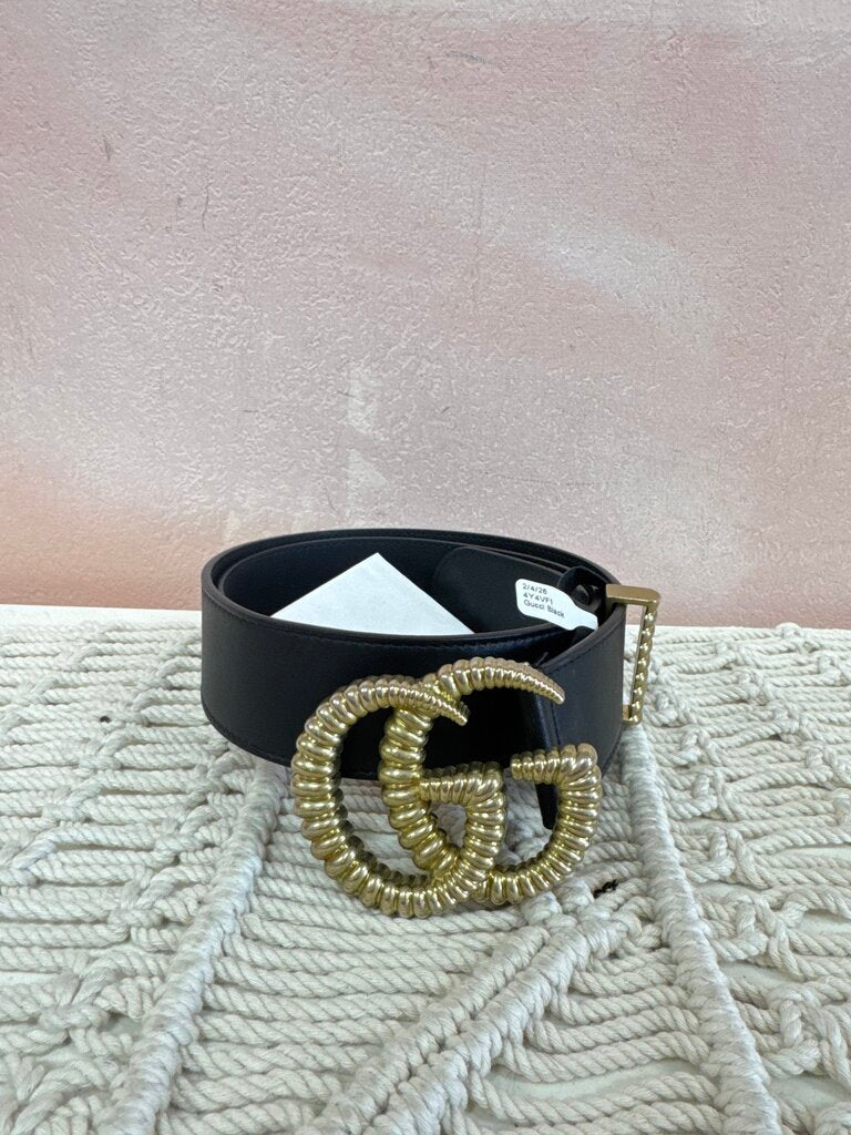 Gucci Black Marmont Torchon Wide Belt