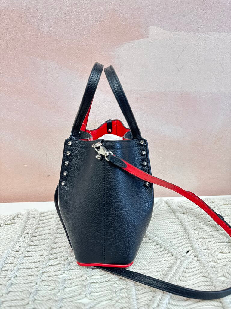 Louboutin Black Pebbled Leather Mini Cabarock Tote w/Dustbag