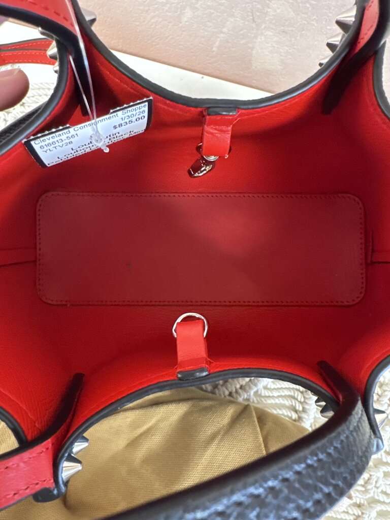 Louboutin Black Pebbled Leather Mini Cabarock Tote w/Dustbag