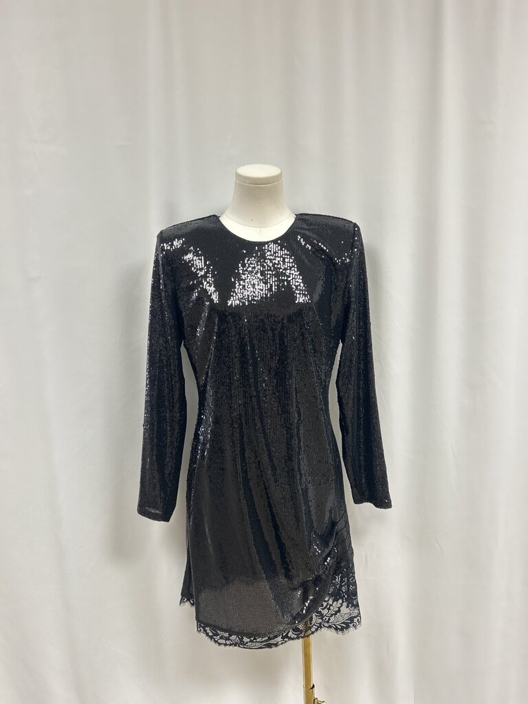 L'Agence Black Sequin Mini Dress