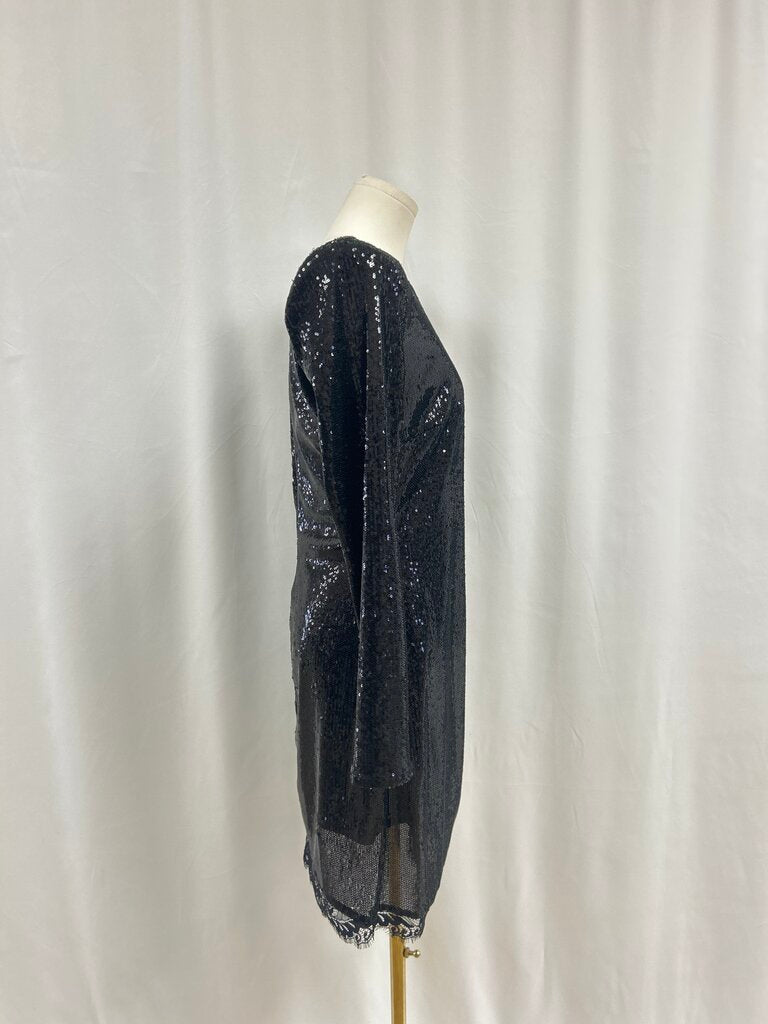 L'Agence Black Sequin Mini Dress