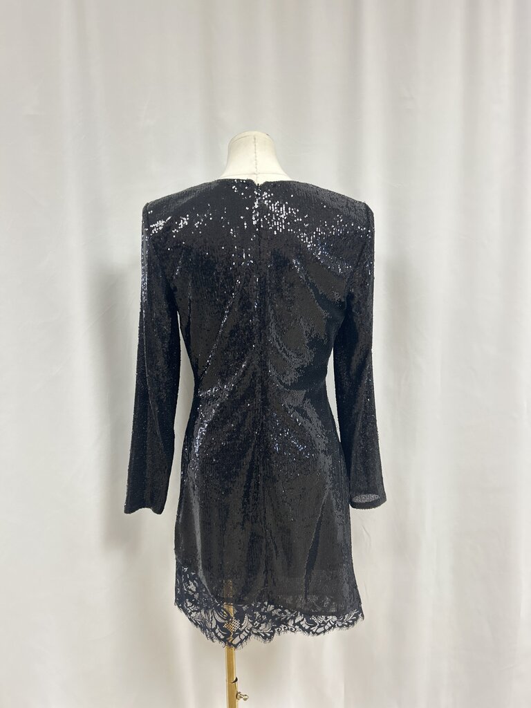 L'Agence Black Sequin Mini Dress