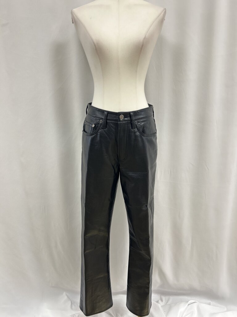 AGOLDE Black Recycled Leather Straight Pant