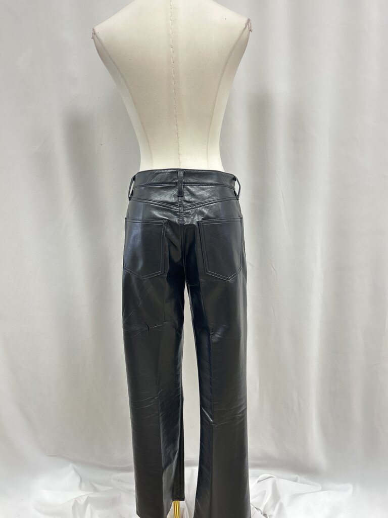 AGOLDE Black Recycled Leather Straight Pant