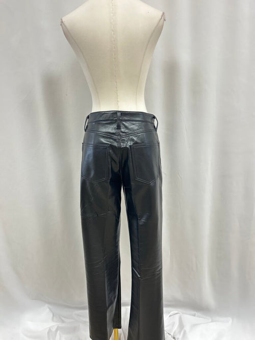 AGOLDE Black Recycled Leather Straight Pant