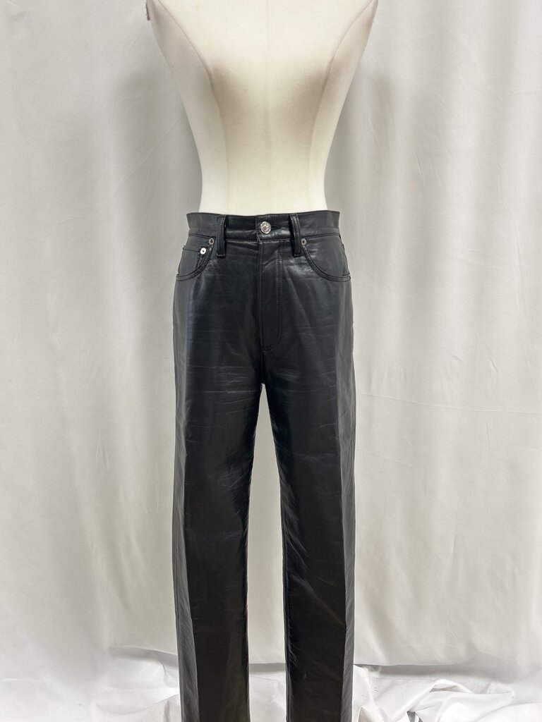 AGOLDE Black Recycled Leather Straight Pant