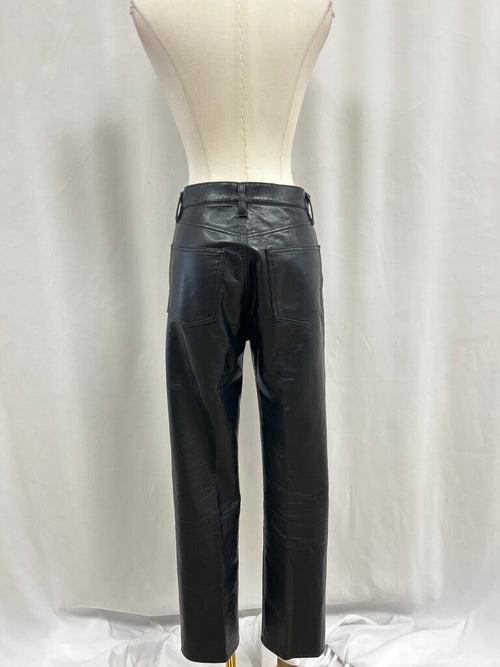AGOLDE Black Recycled Leather Straight Pant