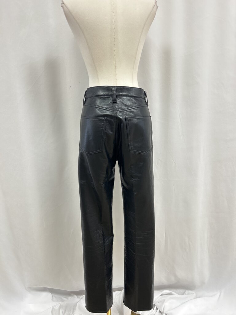 AGOLDE Black Recycled Leather Straight Pant