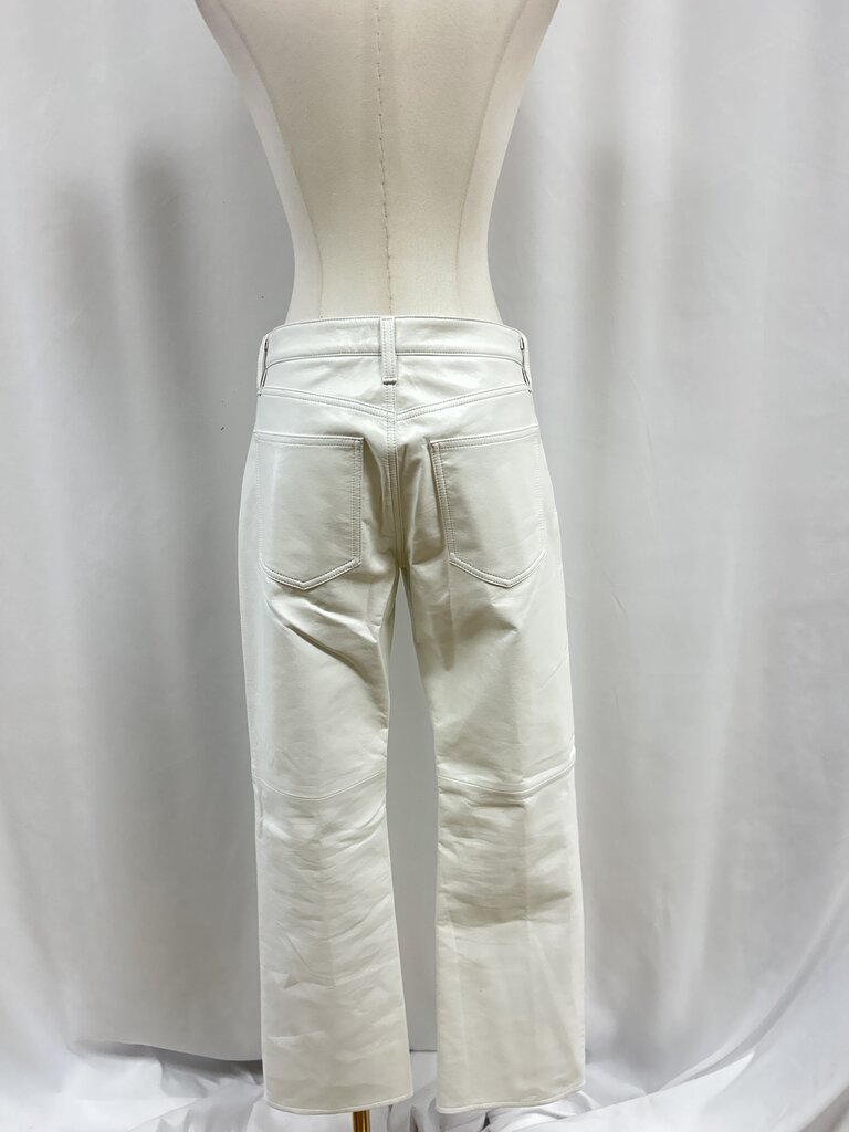 AGOLDE White Whipstitch Recycled Leather Straight Pant