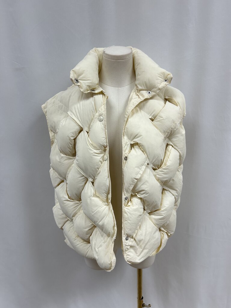 Anthropologie Cream Woven Puffer Vest