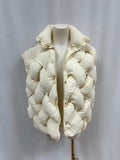 Anthropologie Cream Woven Puffer Vest