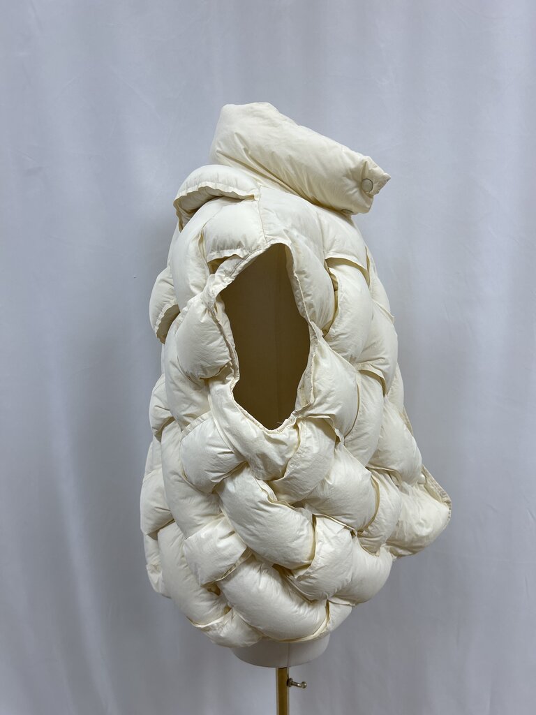 Anthropologie Cream Woven Puffer Vest