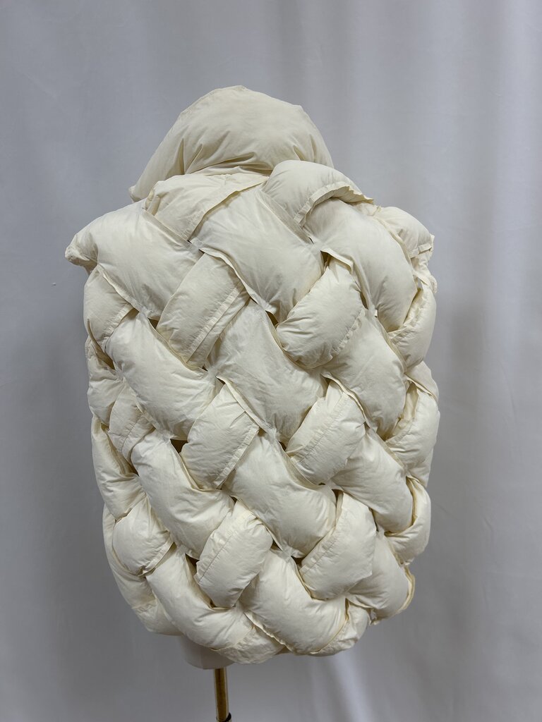 Anthropologie Cream Woven Puffer Vest
