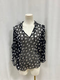 alice + olivia Black and White Polka Dot Sheer Blouse NWT