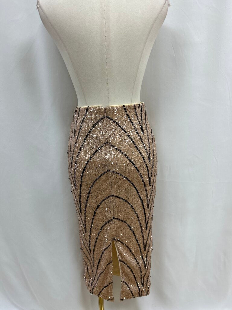 Michael Costello x Revovle Blush Sequin Skirt NWT