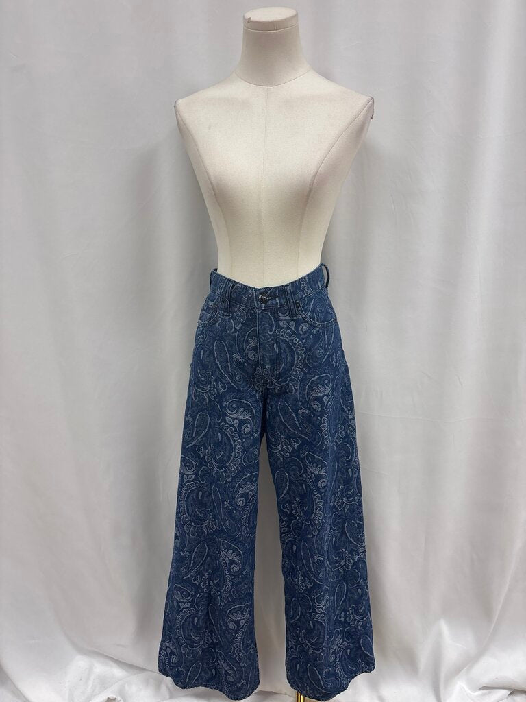 rag & bone Blue Paisley Wide Leg Jean NWT