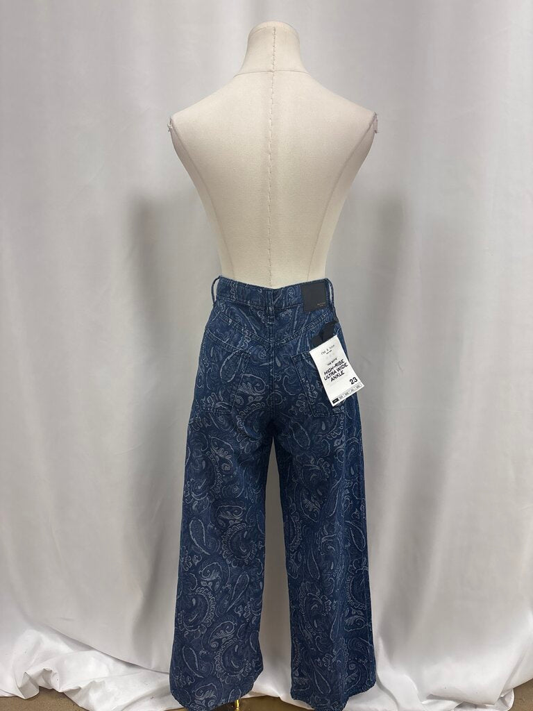 rag & bone Blue Paisley Wide Leg Jean NWT
