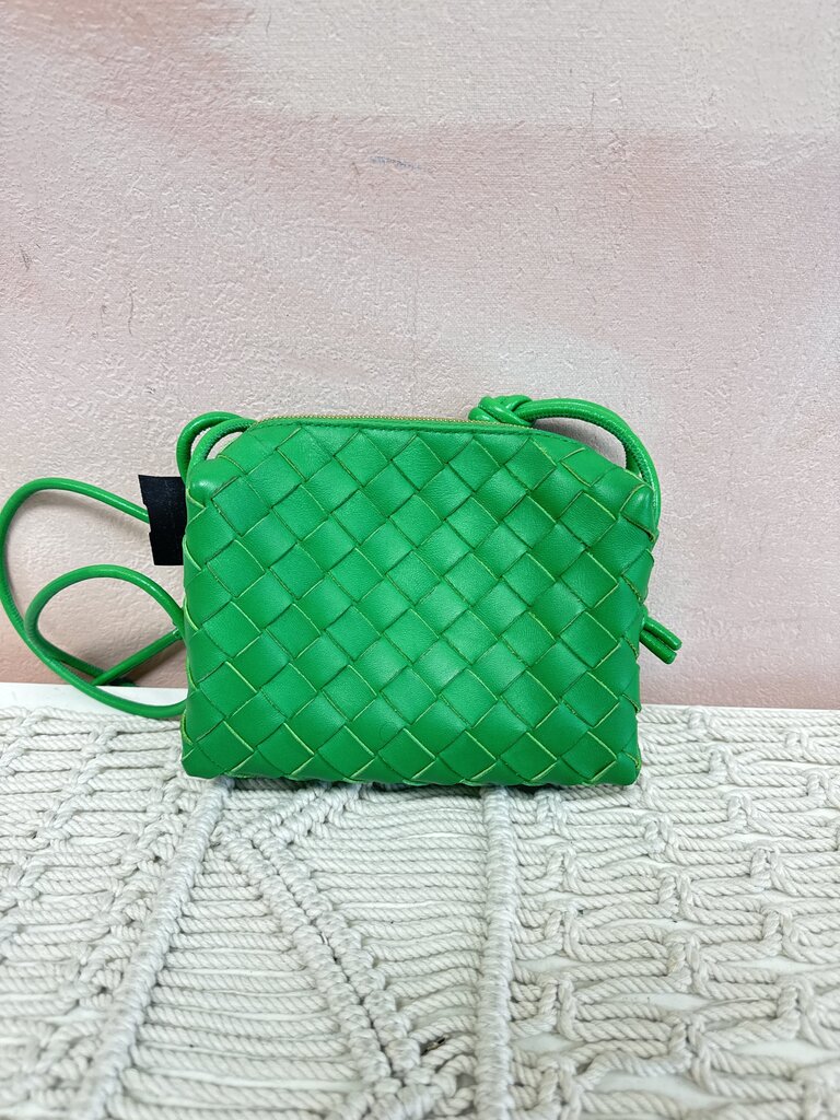 Bottega Green intrecciato Mini Loop Camera Bag