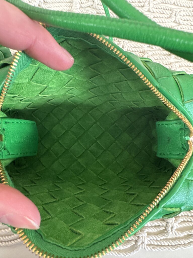 Bottega Green intrecciato Mini Loop Camera Bag