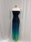 Baobab Blue Ombre Strapless Cut Out Maxi Dress