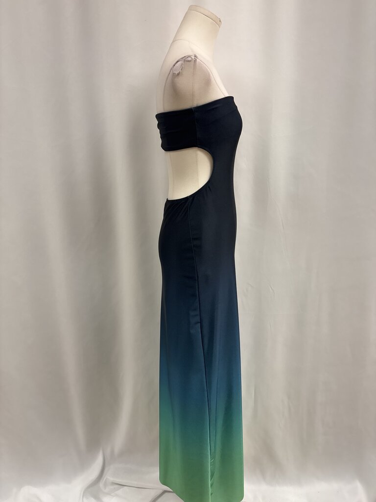 Baobab Blue Ombre Strapless Cut Out Maxi Dress