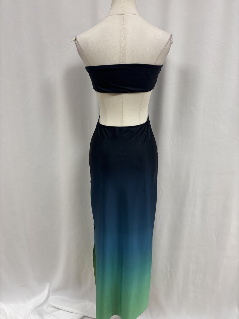 Baobab Blue Ombre Strapless Cut Out Maxi Dress