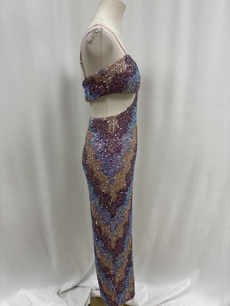 Saylor Pink Ombre Sequin Cut Out Dress