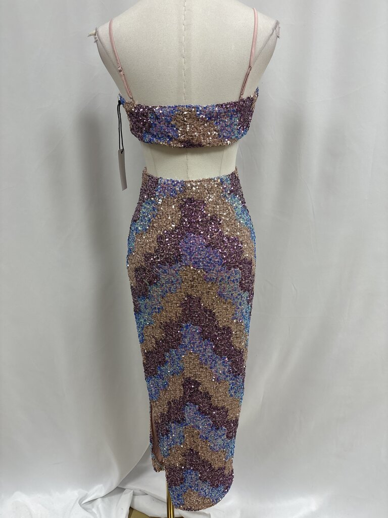 Saylor Pink Ombre Sequin Cut Out Dress