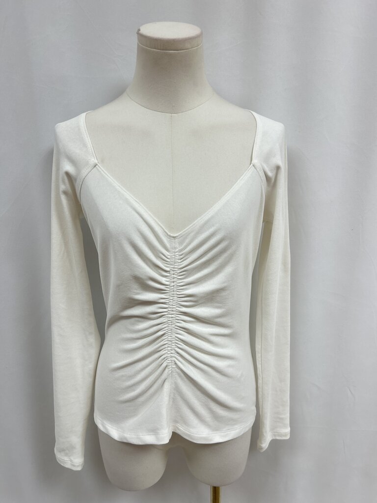 A.L.C. Ivory Ruched V-Neck Top