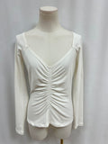 A.L.C. Ivory Ruched V-Neck Top