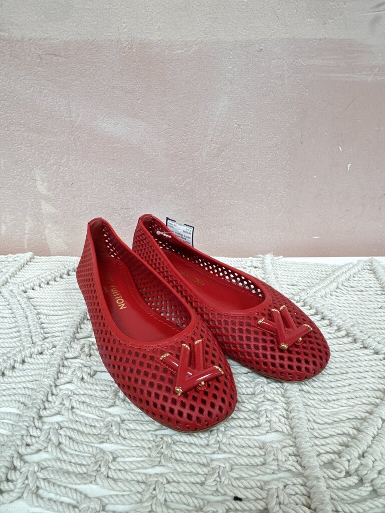 Louis Vuitton Red Perforated Leather Shake Ballerina Flat w/Dustbag
