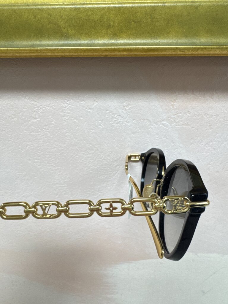 Louis Vuitton Black Round My LV Two Chain Sunglasses w/Box